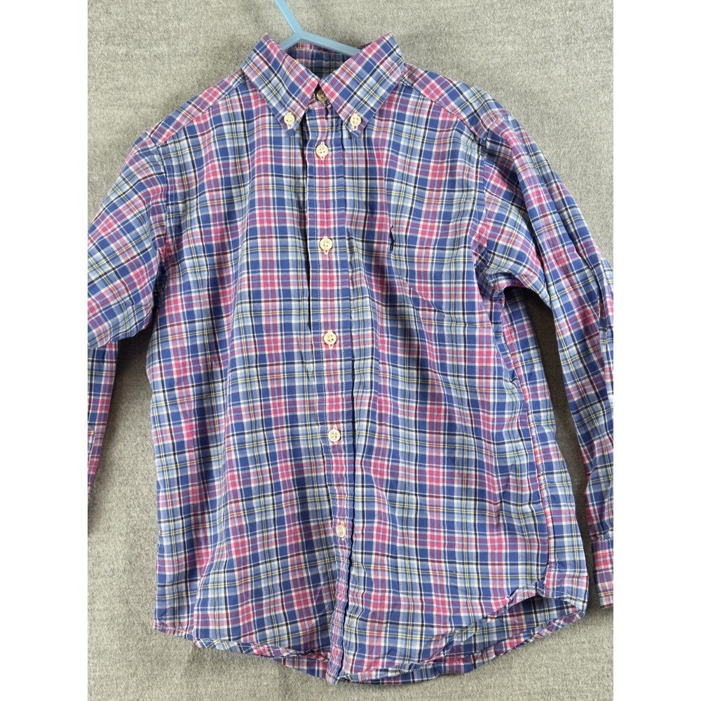 Polo Ralph Lauren Kids Boys 5 Plaid Cotton Poplin Shirt‎ Blue Pink Preppy School